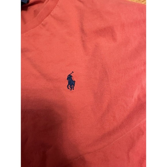 Polo Ralph Lauren Men’s Tshirt Red Size Medium Navy Blue Pony Logo - Picture 3 of 6